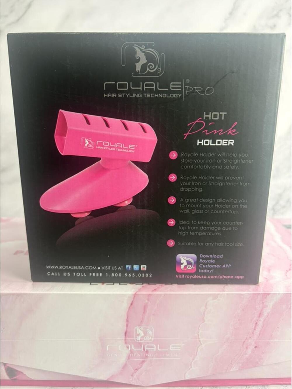 Royale Platinum 1.25” Ceramic Hair Straightener +‎ Hot Pink Holder Set NEW - Picture 6 of 7